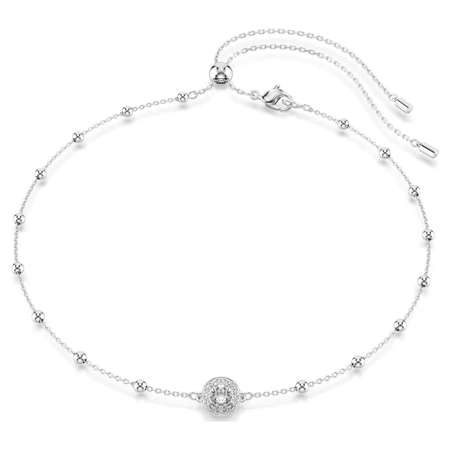Una Angelic pendant, Round cut, Double sided motifs, White, Rhodium plated