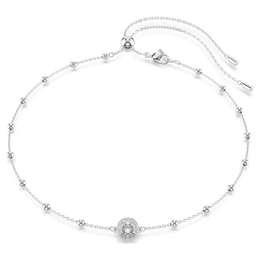 Una Angelic pendant, Round cut, Double sided motifs, White, Rhodium plated