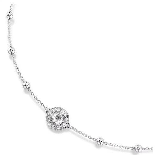 Una Angelic pendant, Round cut, Double sided motifs, White, Rhodium plated