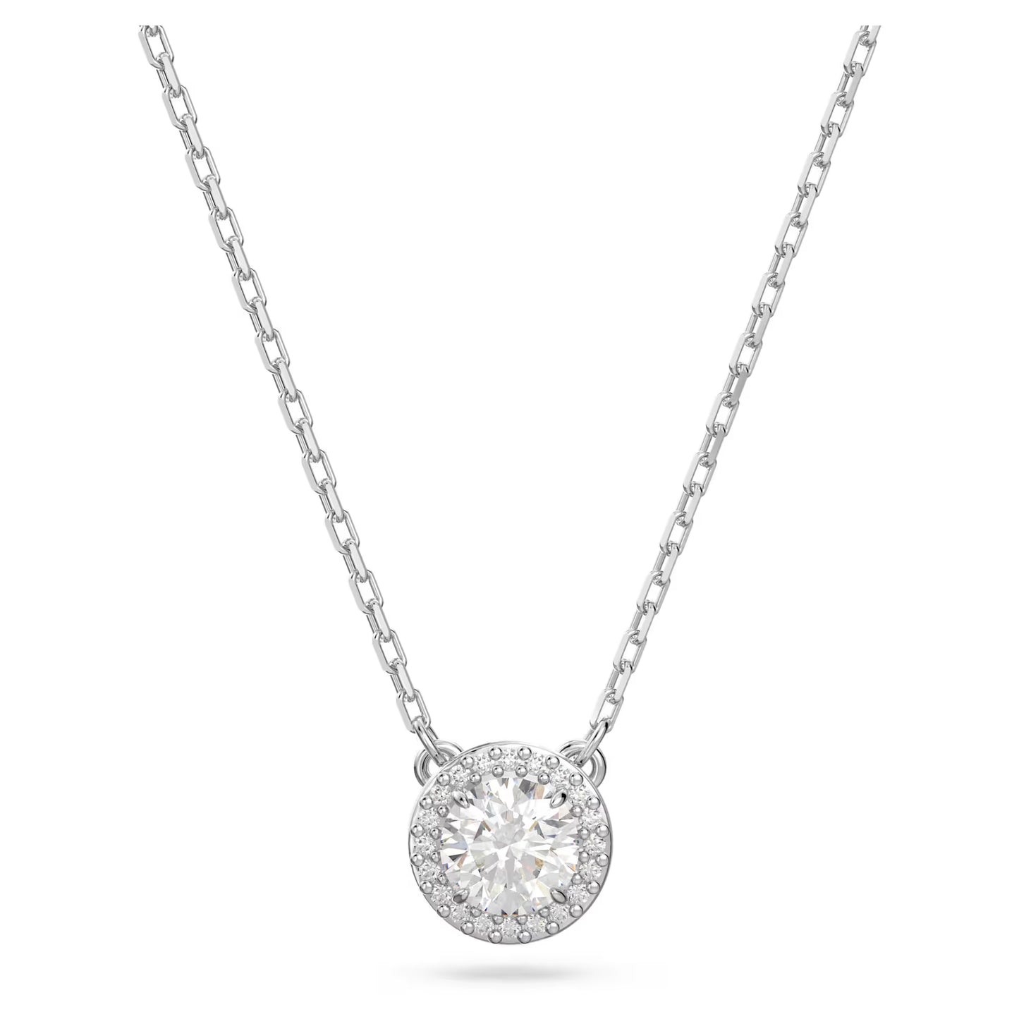 Constella pendant, Round cut, Pavé, White, Rhodium