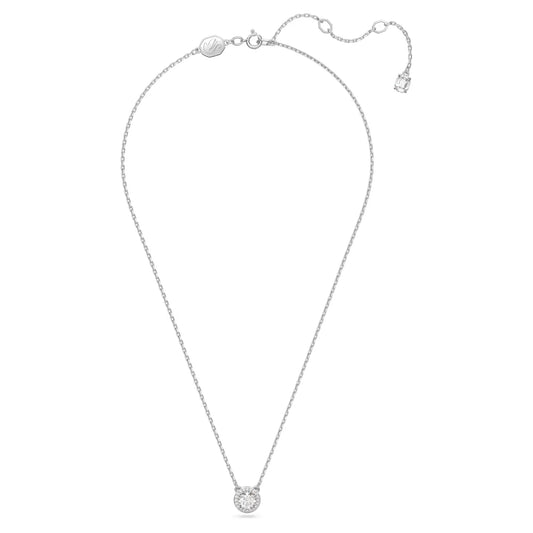 Constella pendant, Round cut, Pavé, White, Rhodium