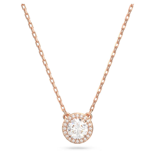 Constella pendant, Round cut, Pavé, White, Rose