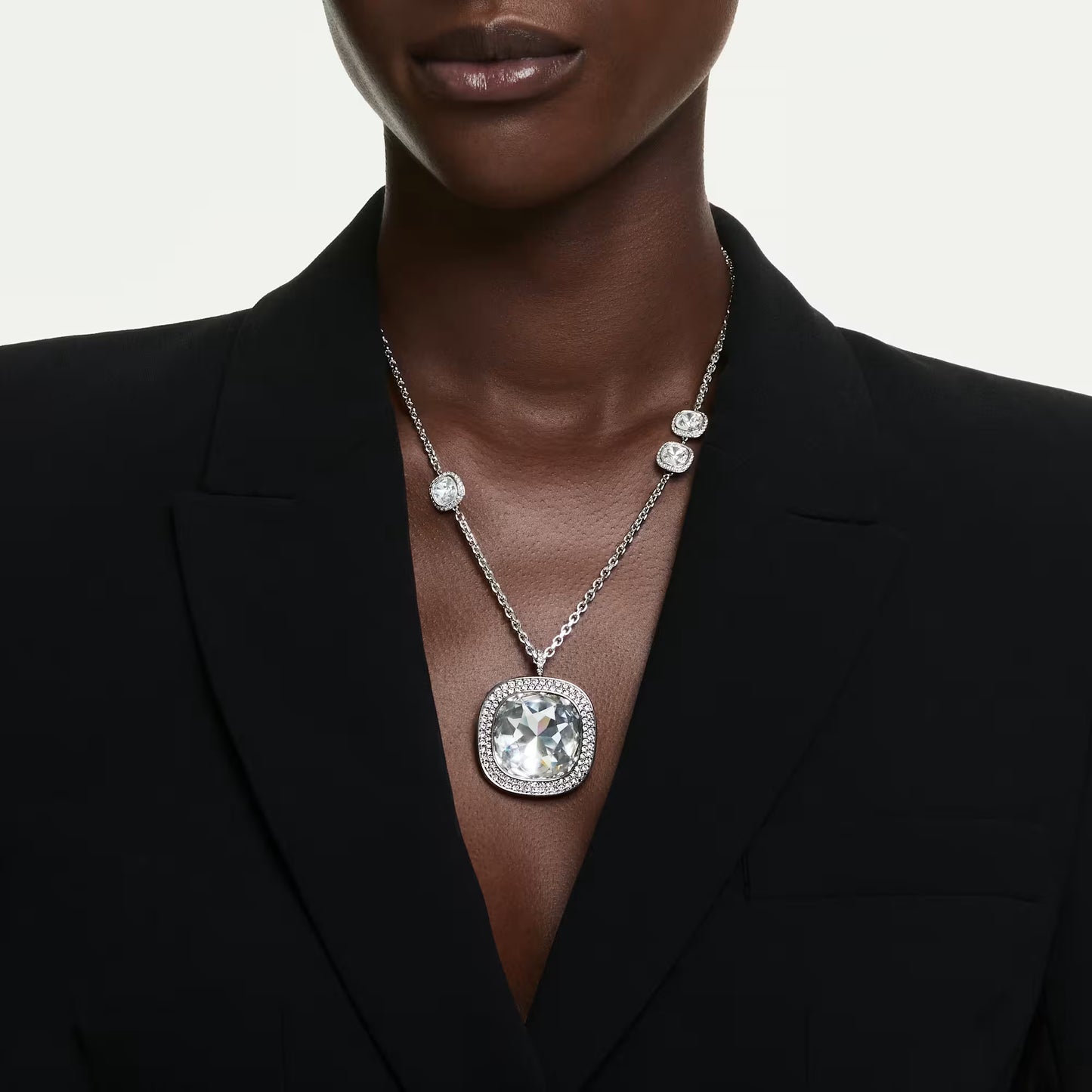 Una Angelic pendant and brooch, Cushion cut, White, Mixed plating