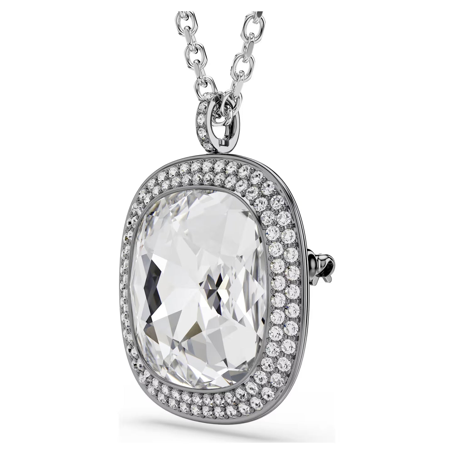 Una Angelic pendant and brooch, Cushion cut, White, Mixed plating