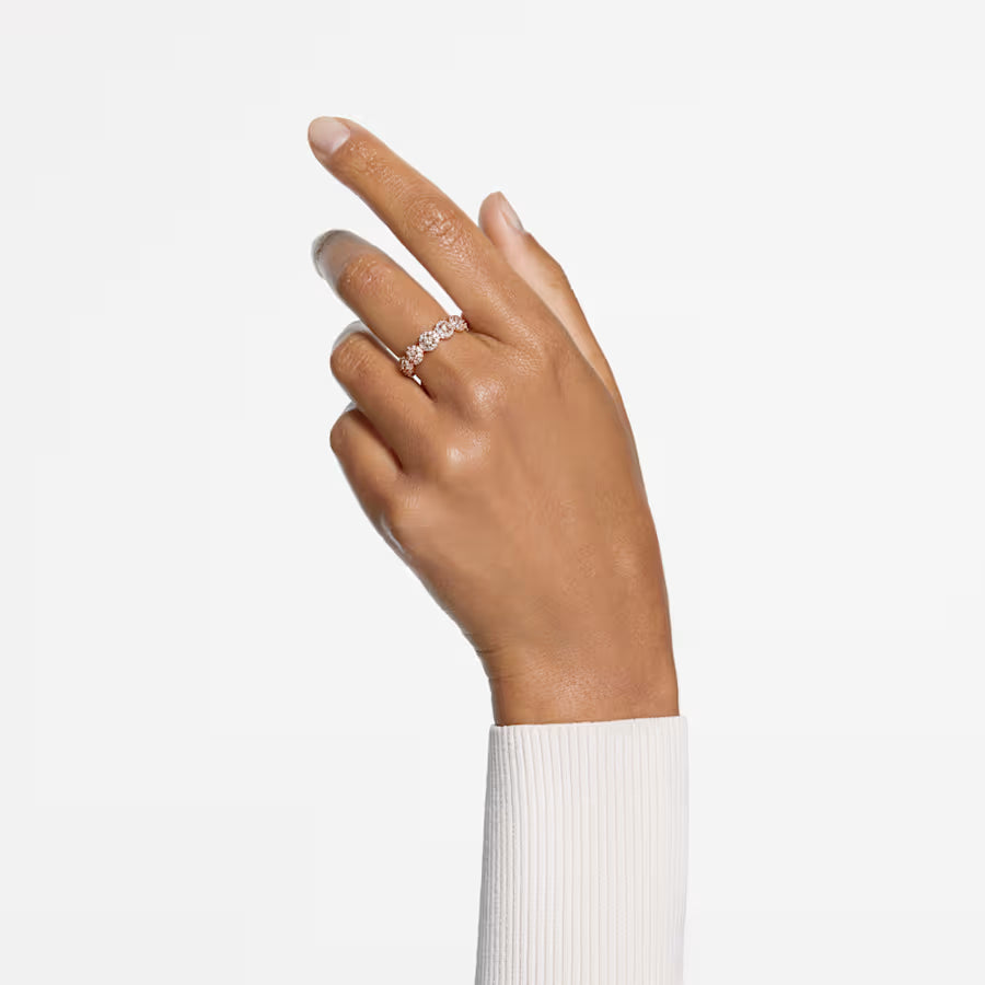 Una Angelic ring, Round cut, White, 18k rose gold finish