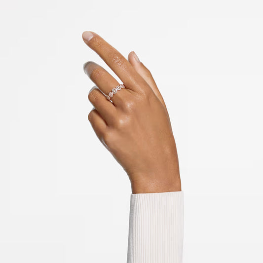 Una Angelic ring, Round cut, White, 18k rose gold finish