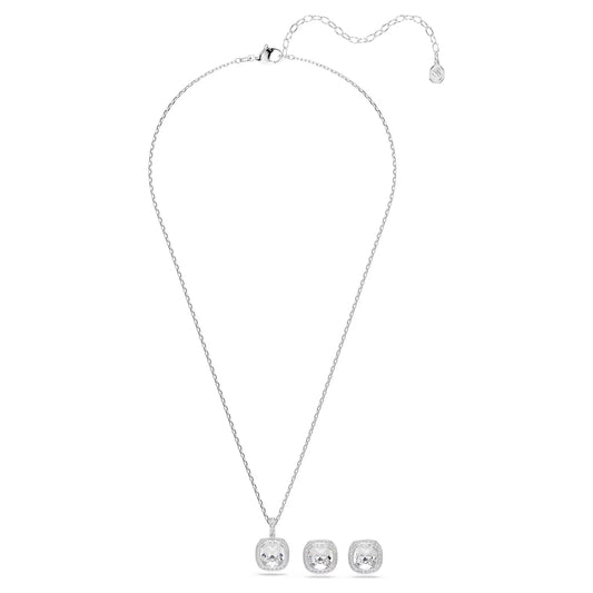 Una Angelic set Cushion cut, White, Rhodium plated