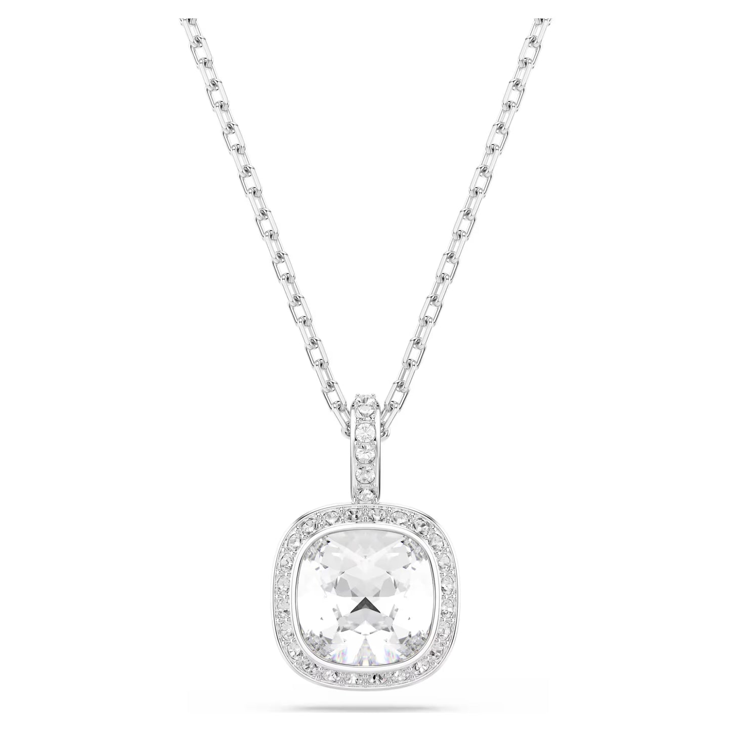 Una Angelic set Cushion cut, White, Rhodium plated