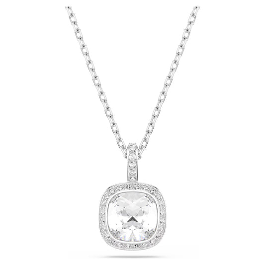 Una Angelic set Cushion cut, White, Rhodium plated
