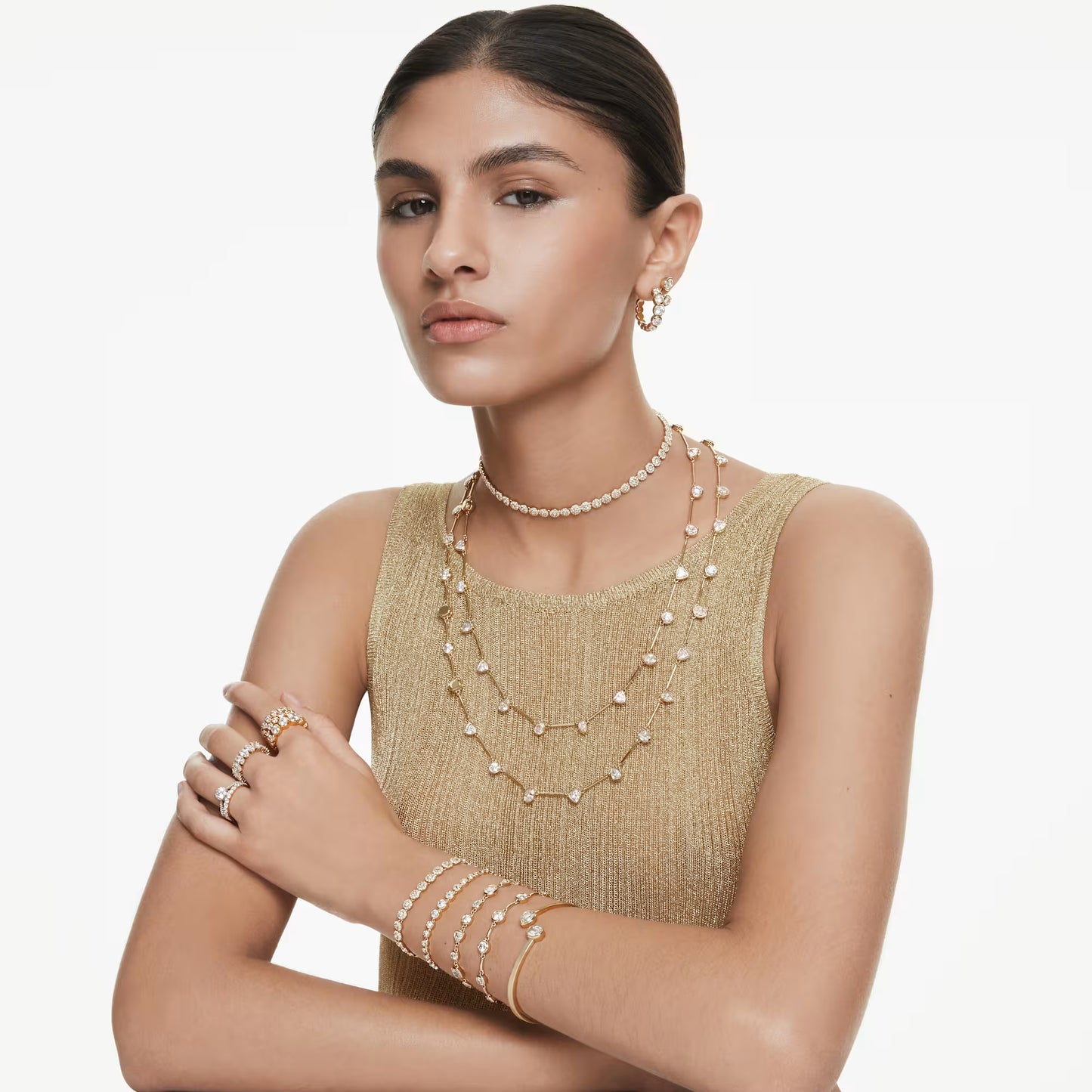 Una Angelic set, Round, Gold-tone