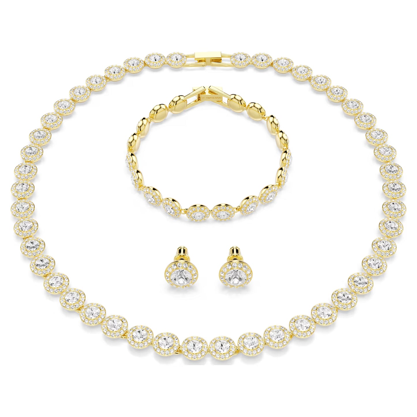 Una Angelic set, Set (3), Round cut, White, Gold-tone plated
