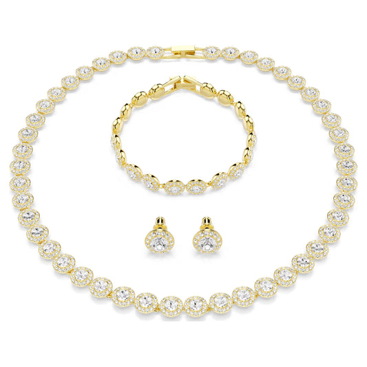 Una Angelic set, Set (3), Round cut, White, Gold-tone plated