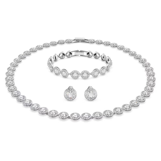 Una Angelic Necklace Set, White, Rhodium