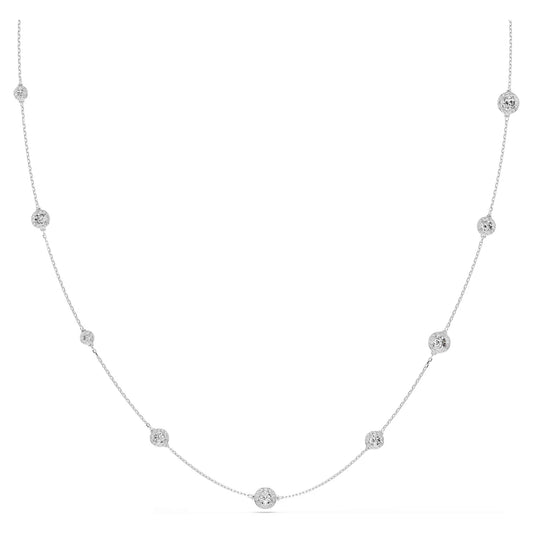 Una Angelic strandage, Round cut, White, Rhodium plated