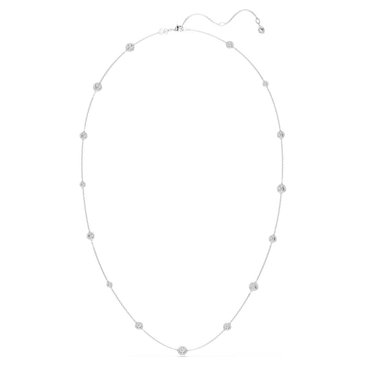 Una Angelic strandage, Round cut, White, Rhodium plated