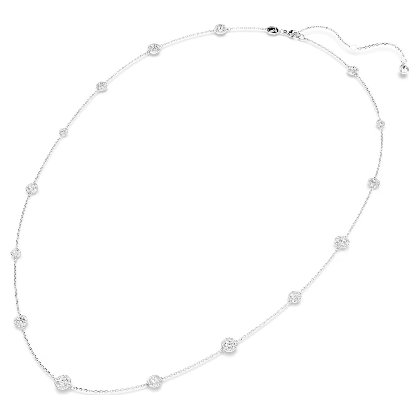 Una Angelic strandage, Round cut, White, Rhodium plated
