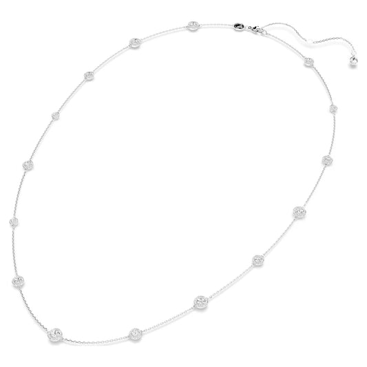 Una Angelic strandage, Round cut, White, Rhodium plated