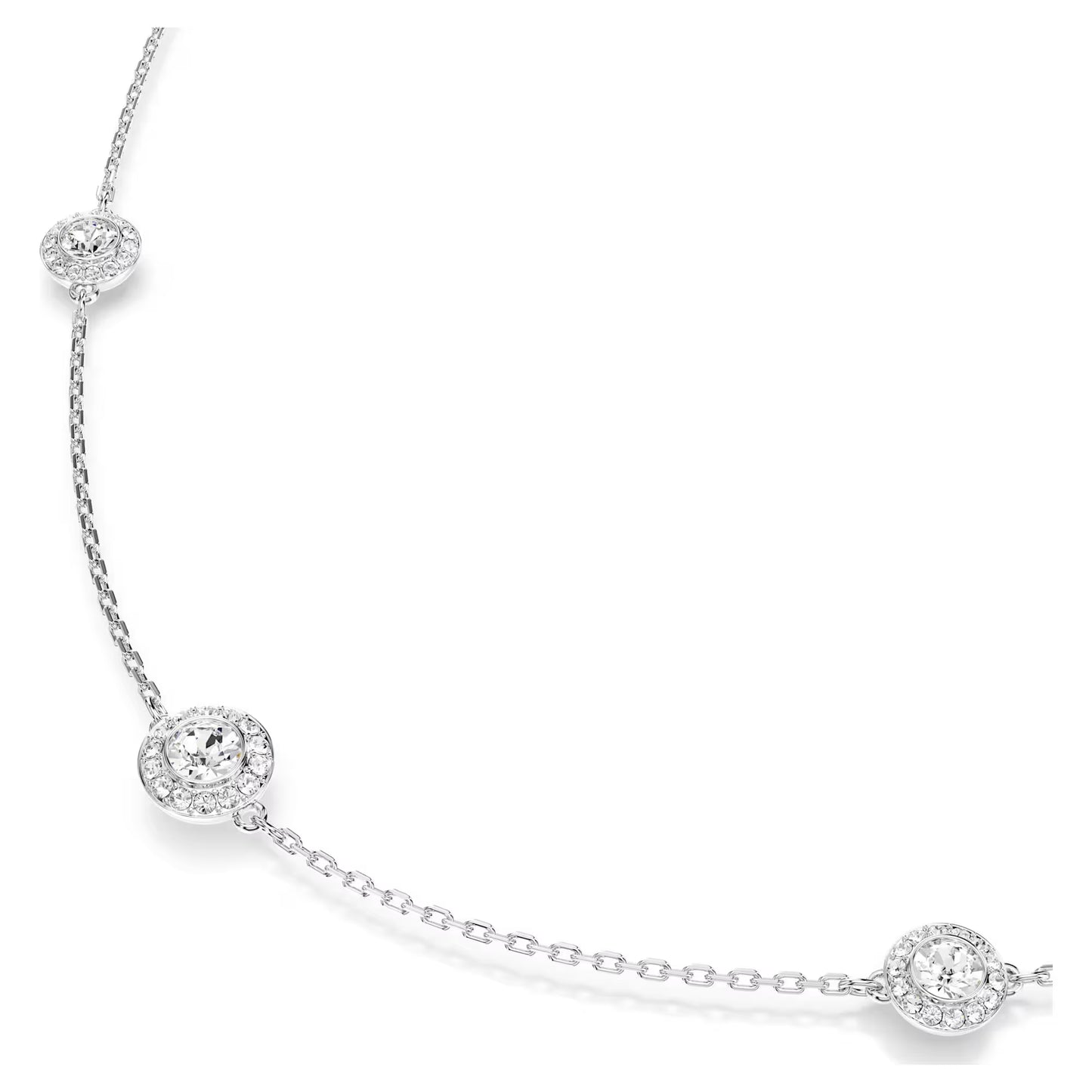 Una Angelic strandage, Round cut, White, Rhodium plated