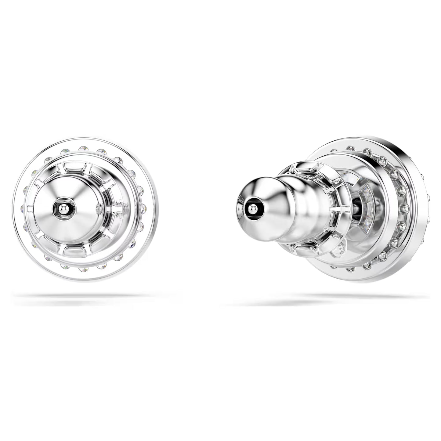 Una Angelic stud earrings, Round cut, Pavé, White, Rhodium plated