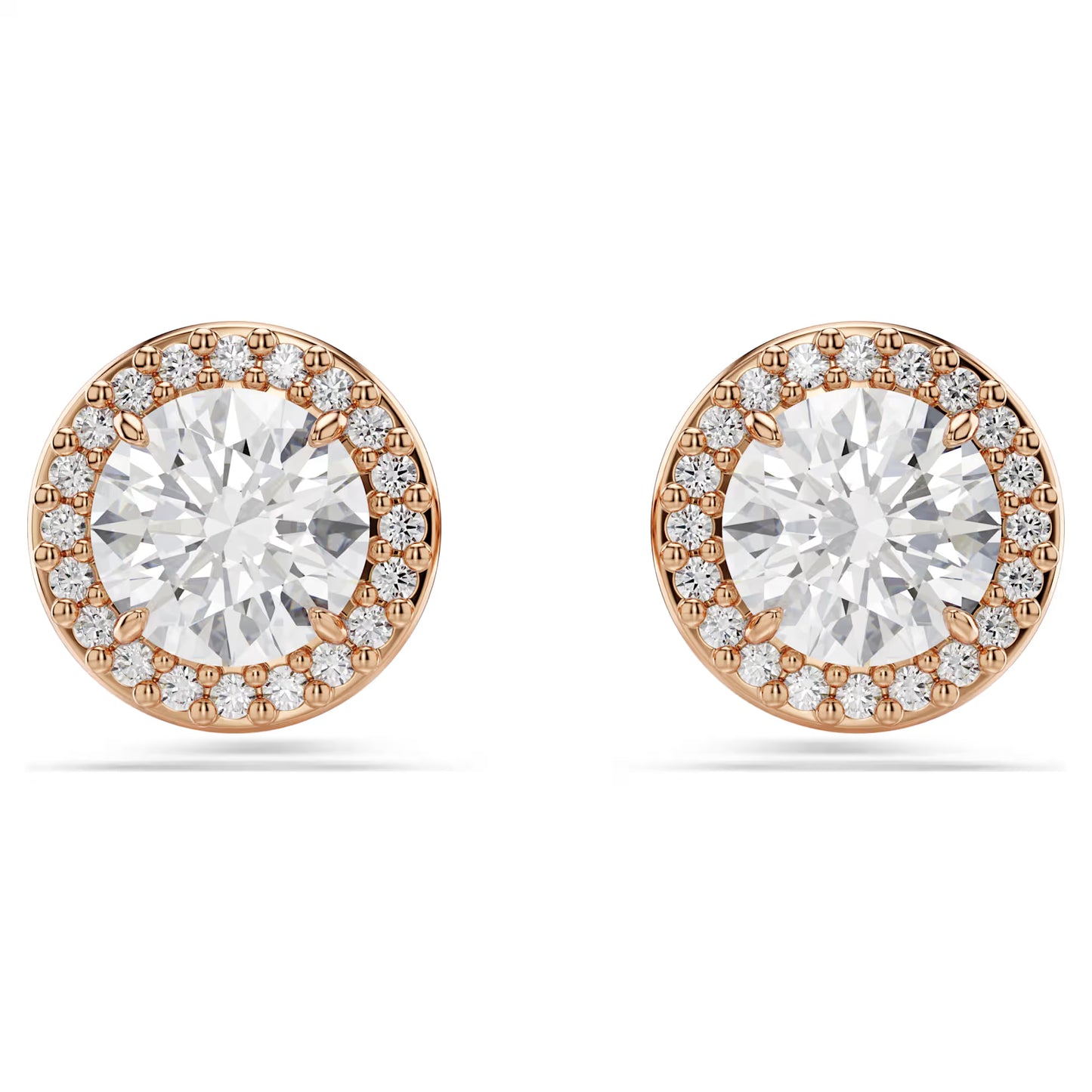 Una Angelic stud earrings, Round cut, Pavé, Rose