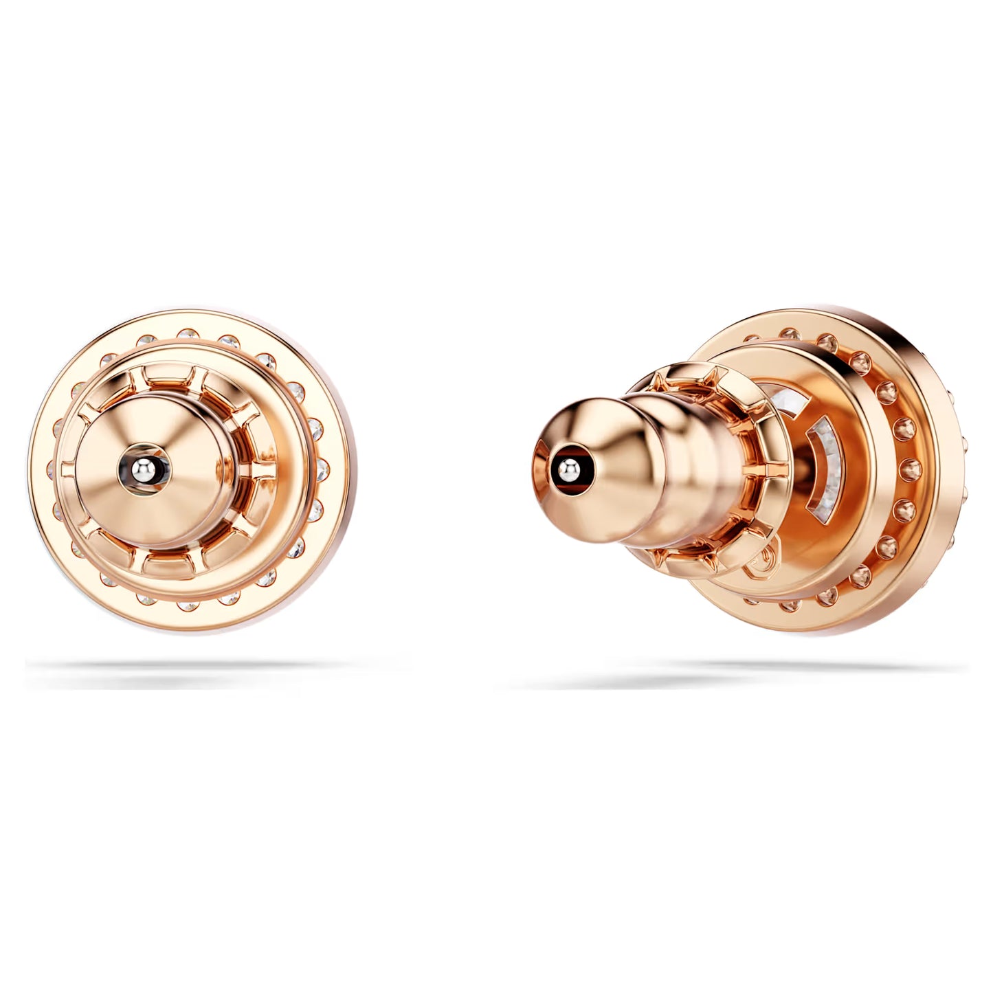 Una Angelic stud earrings, Round cut, Pavé, Rose