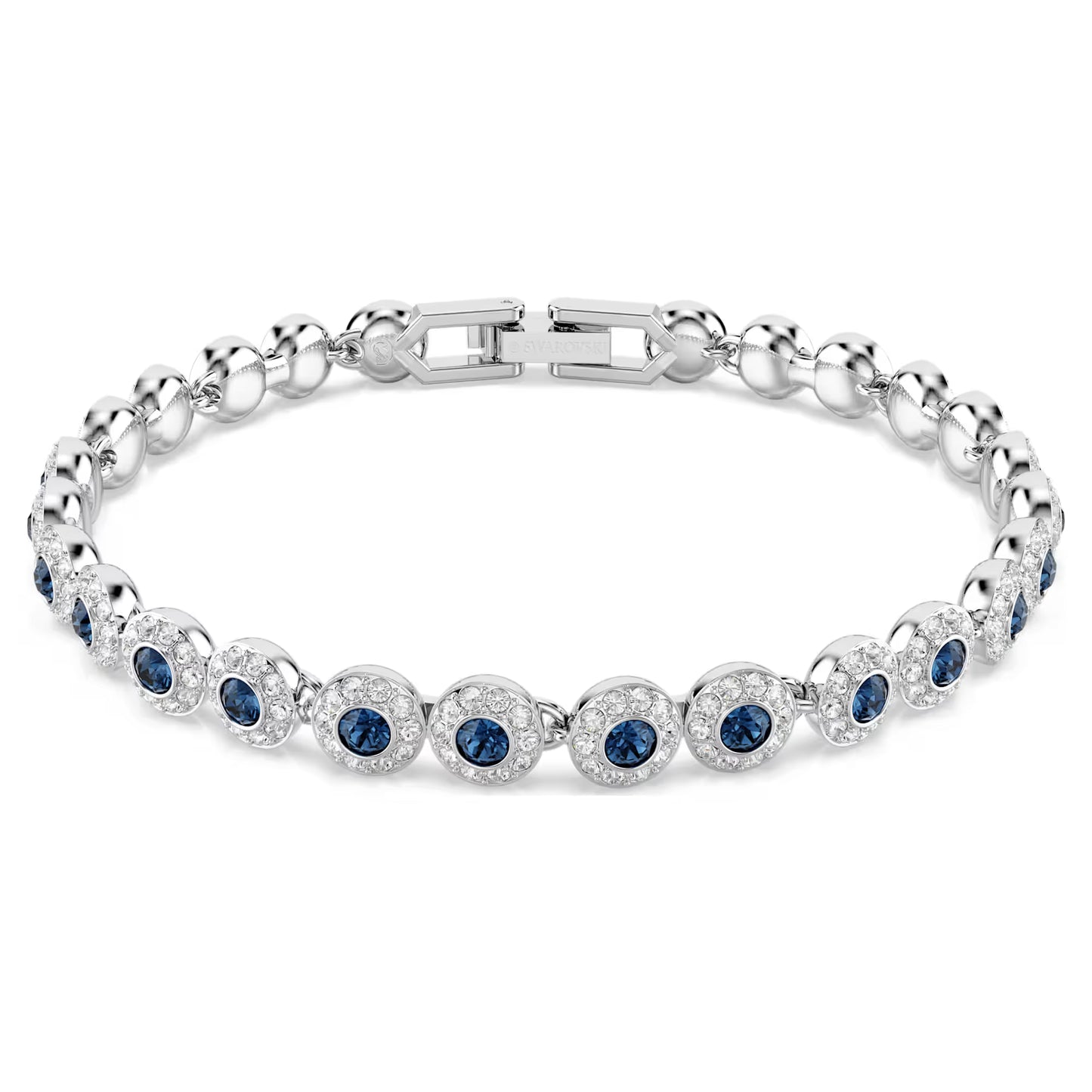 Una Angelic Tennis bracelet, Round cut, Blue, Rhodium plated