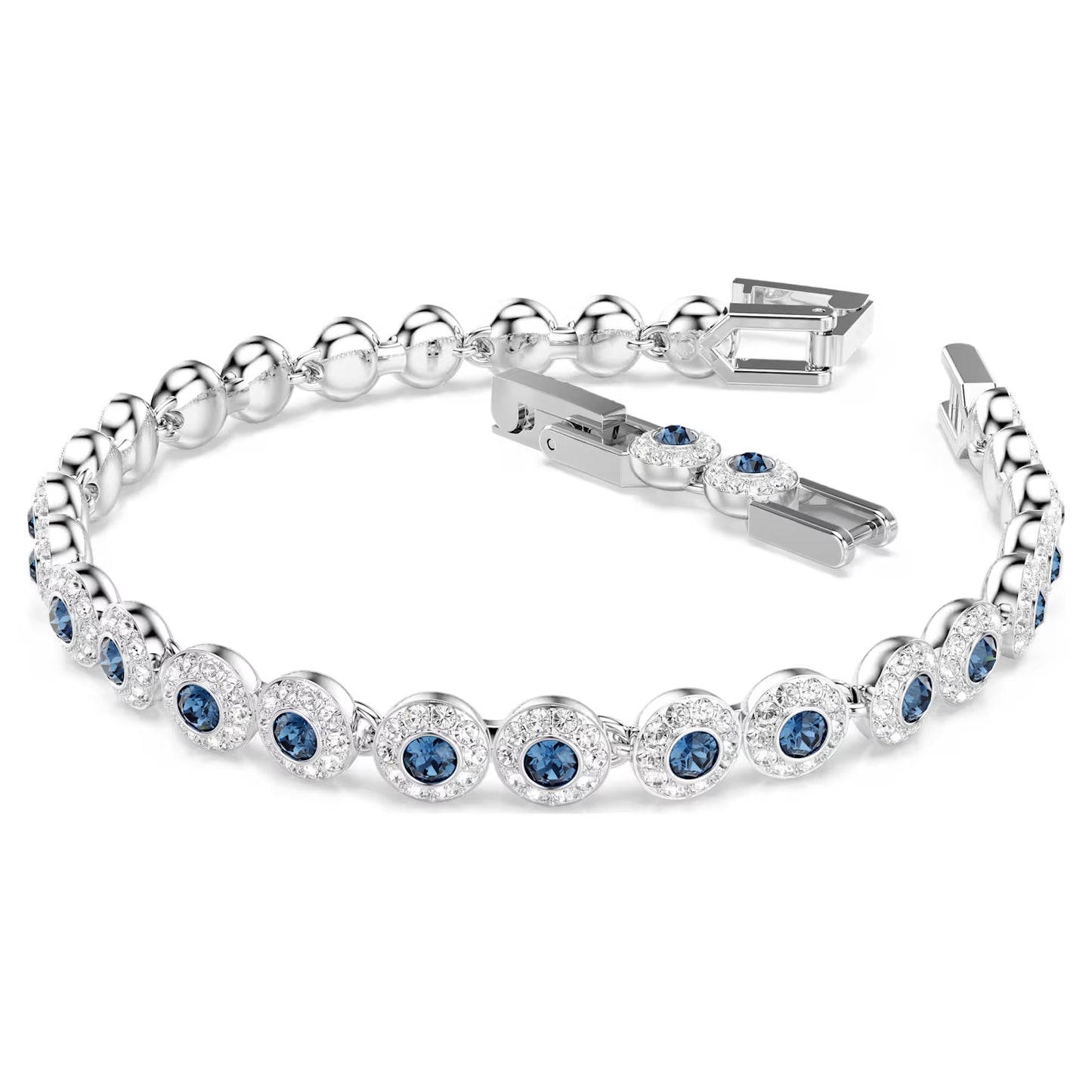 Una Angelic Tennis bracelet, Round cut, Blue, Rhodium plated