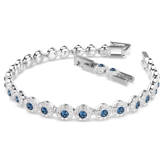 Una Angelic Tennis bracelet, Round cut, Blue, Rhodium plated