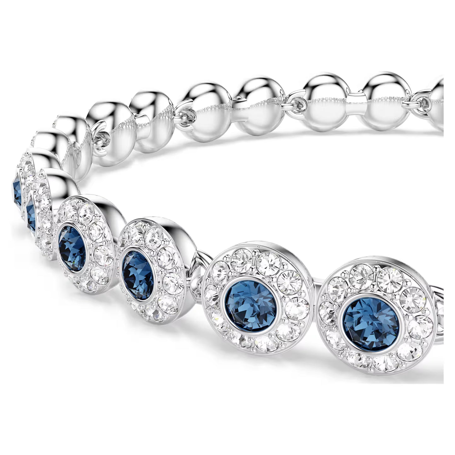 Una Angelic Tennis bracelet, Round cut, Blue, Rhodium plated