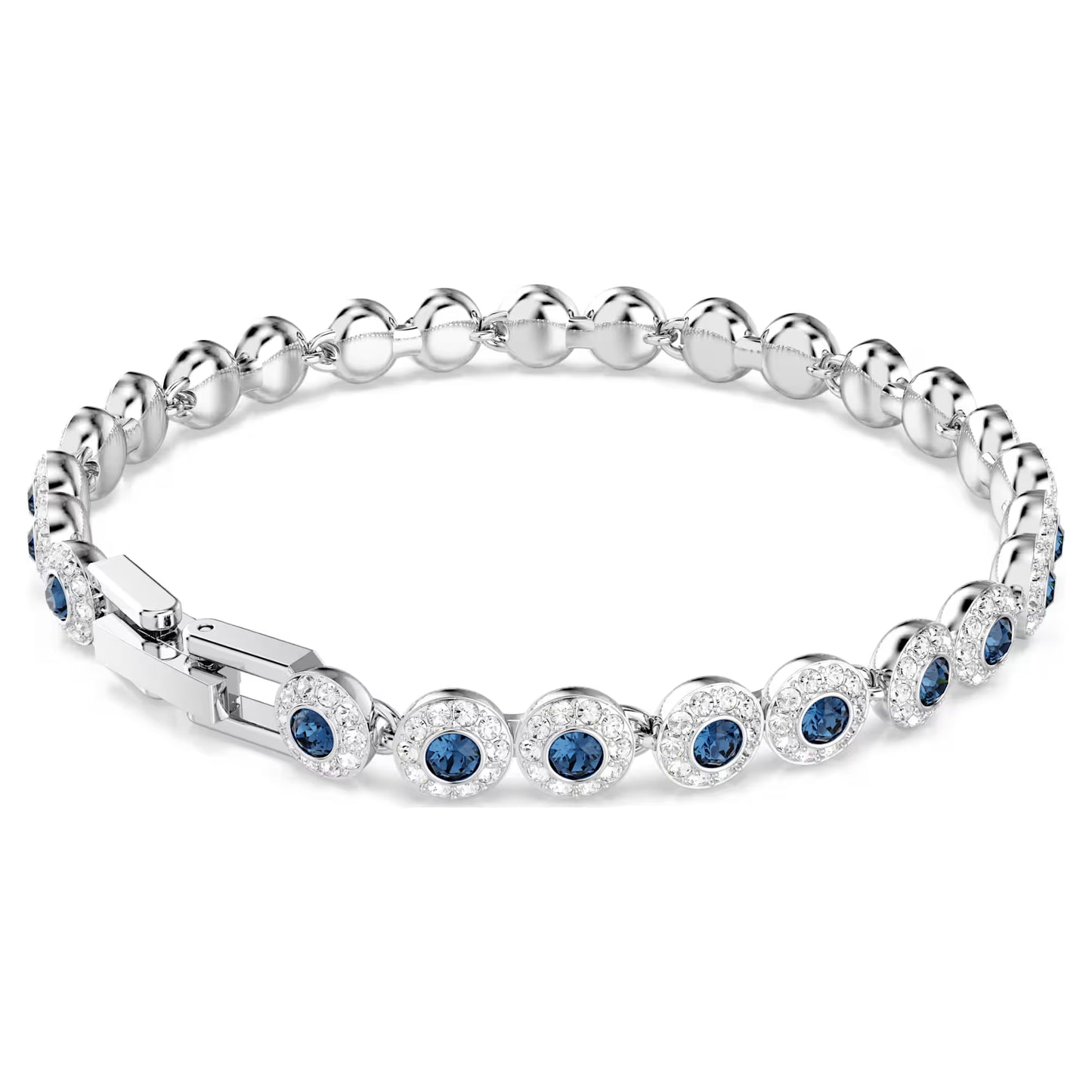 Una Angelic Tennis bracelet, Round cut, Blue, Rhodium plated