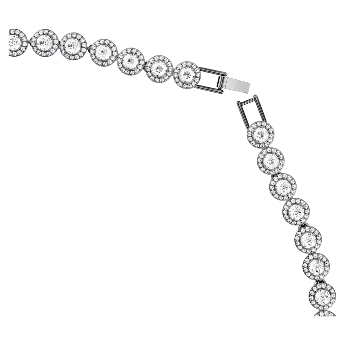Una Angelic Tennis necklace, Round cut, Long, White, Ruthenium plated