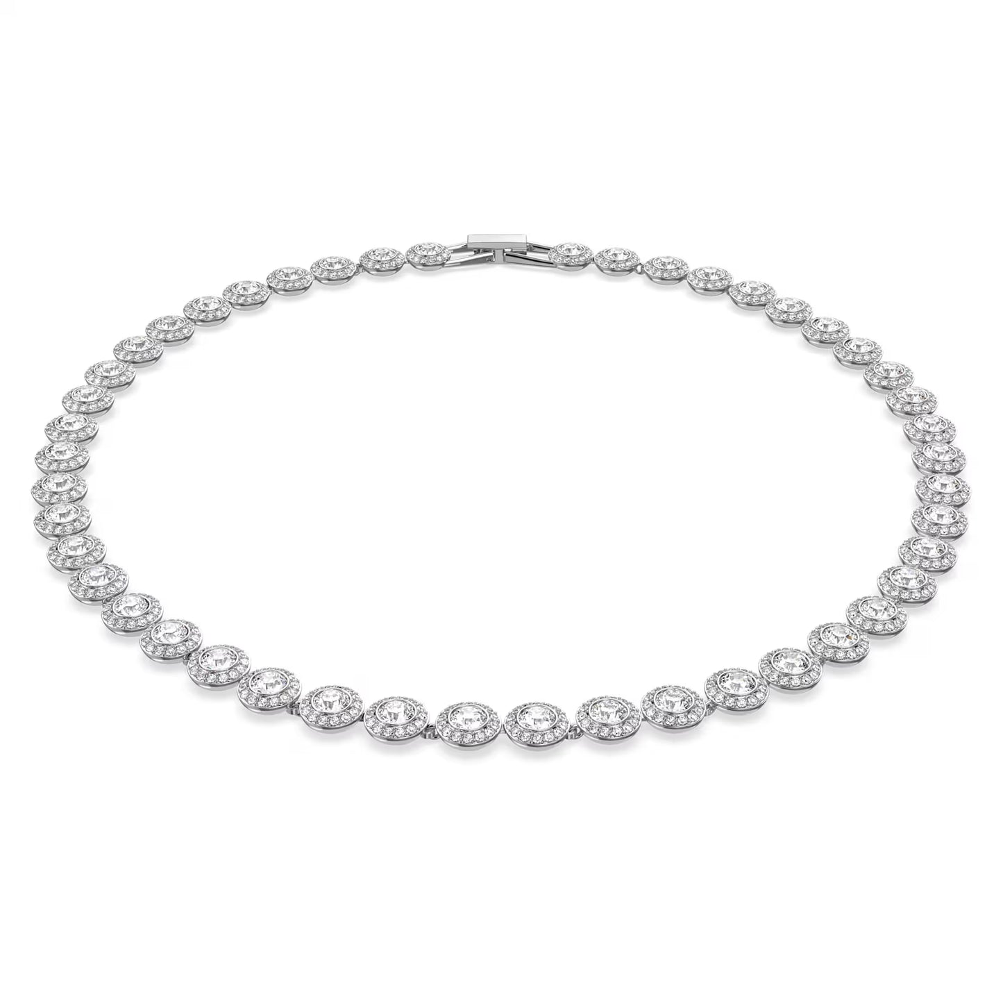 Una Angelic Tennis necklace, Round, White, Rhodium