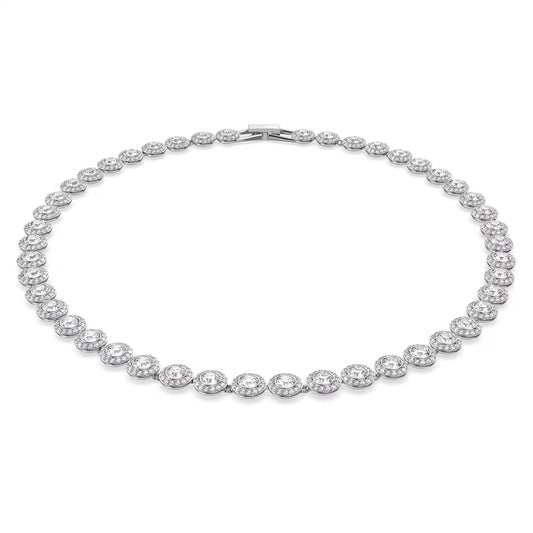 Una Angelic Tennis necklace, Round, White, Rhodium