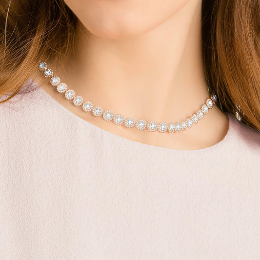 Una Angelic Necklace, White, Rose-gold tone