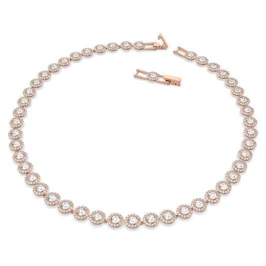 Una Angelic Necklace, White, Rose-gold tone
