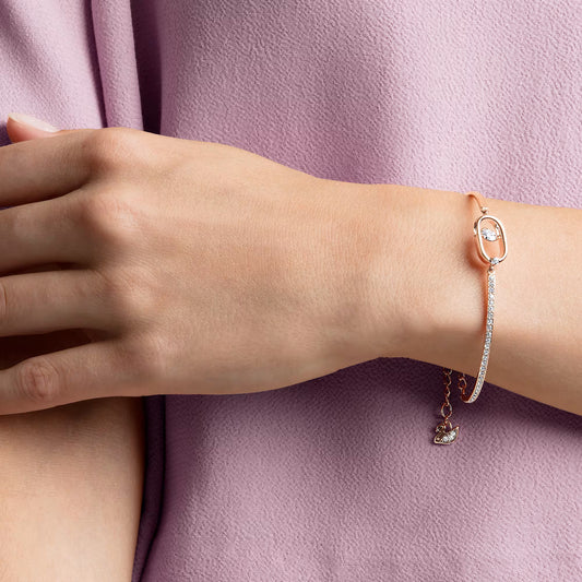 Una bracelet, Round cut, Oval shape, White, Rose gold-tone plated