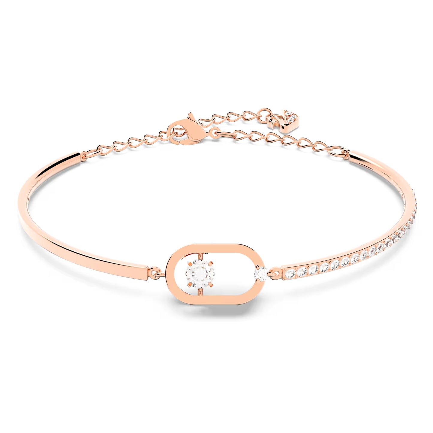 Una bracelet, Round cut, Oval shape, White, Rose gold-tone plated