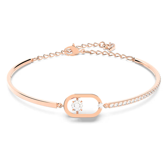 Una bracelet, Round cut, Oval shape, White, Rose gold-tone plated