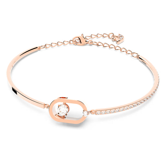 Una bracelet, Round cut, Oval shape, White, Rose gold-tone plated