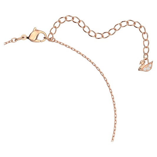 Una necklace, Round cut, White, Rose gold-tone plated