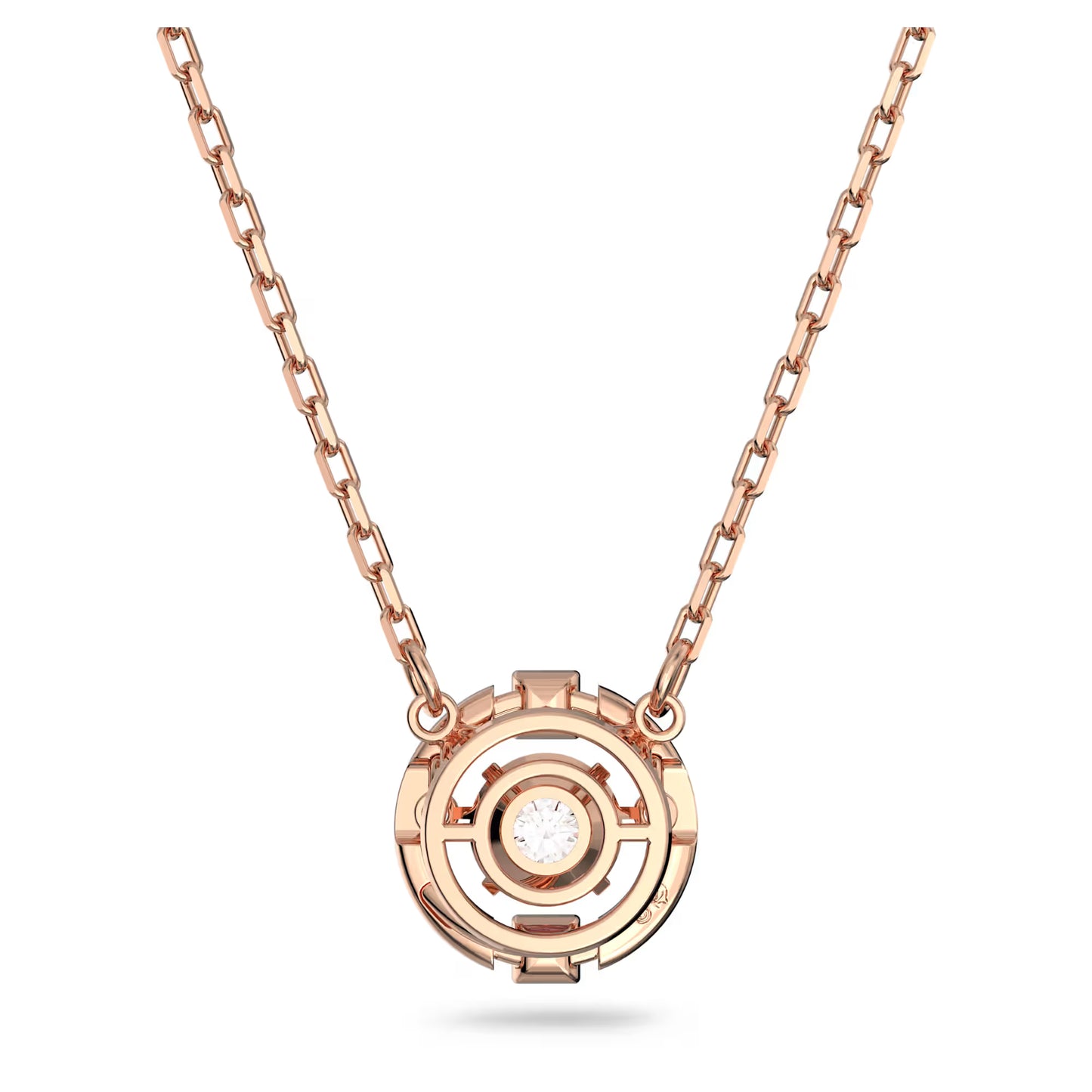 Una necklace, Round cut, White, Rose gold-tone plated