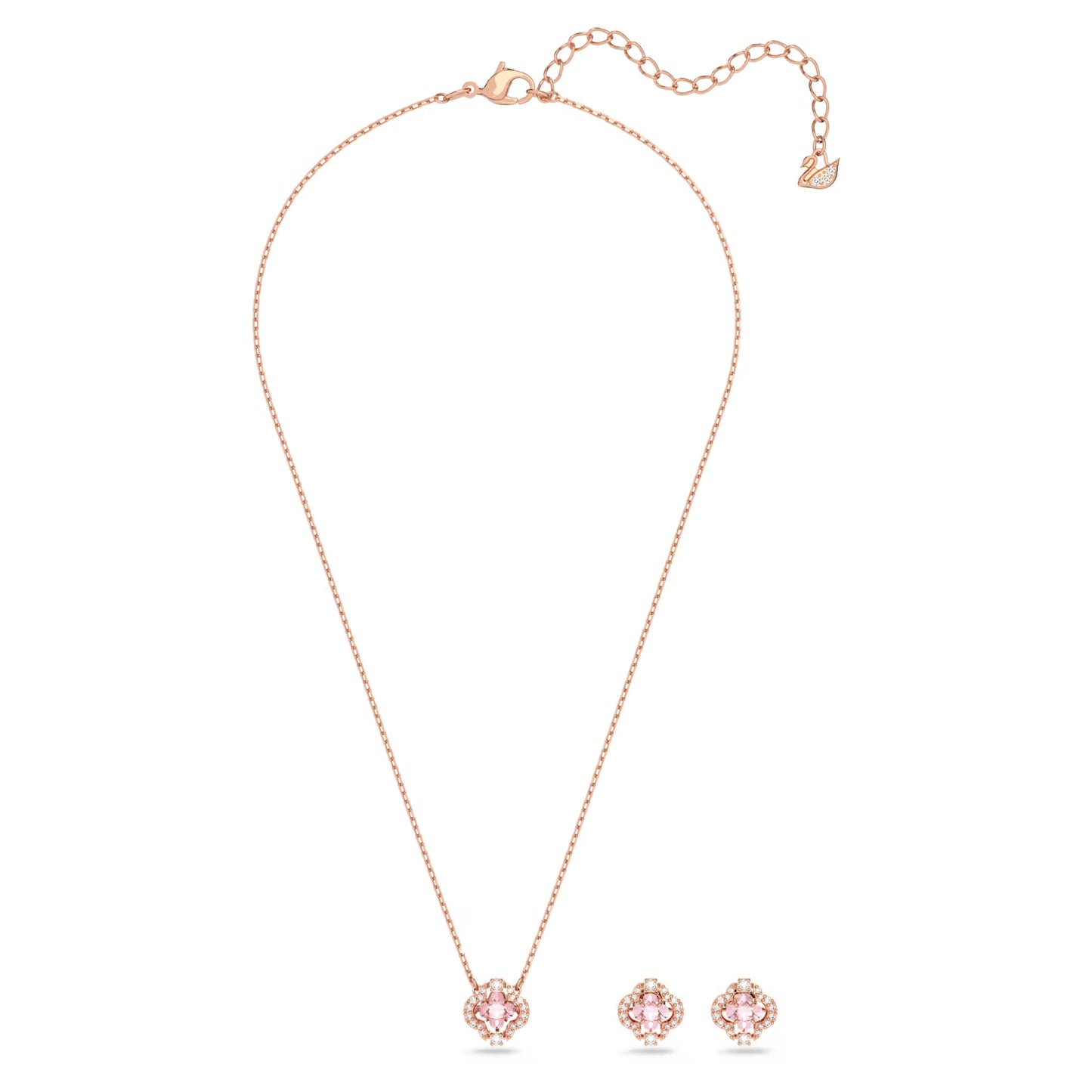 Una set, Mixed cuts, Clover, Pink, Rose gold-tone plated