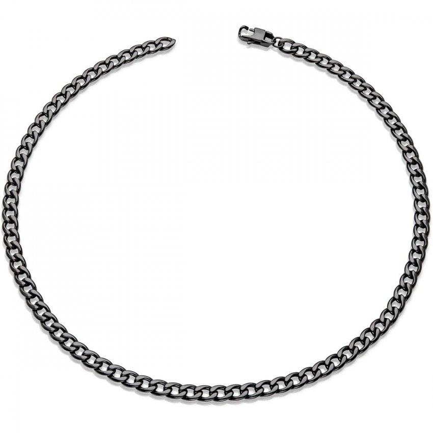 Black IP Plated Stainless Steel .50cm Curb Link Necklace