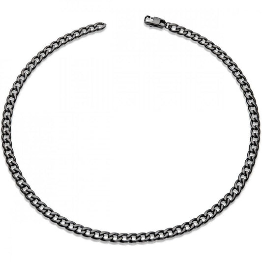 Black IP Plated Stainless Steel .50cm Curb Link Necklace