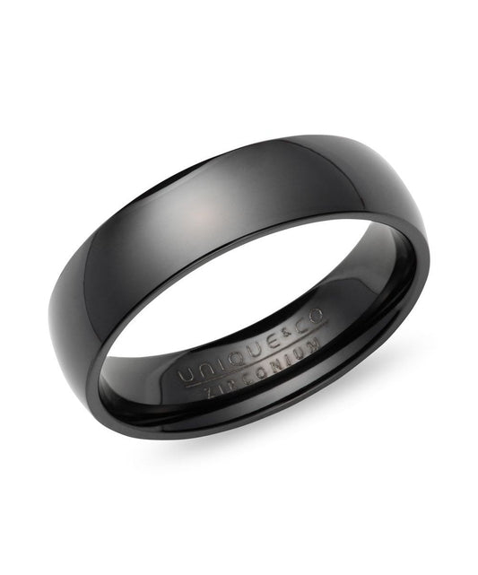 7mm Black CZ Ring with Silver Matte Plating Size 64
