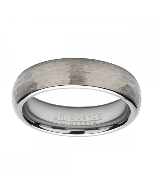 Tungsten 6mm Hammered Finish Ring - Size 64
