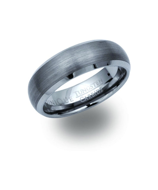 Tungsten 7mm Court Patterned Ring - Size 64