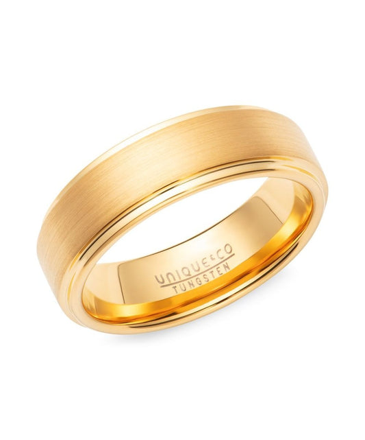 Tungsten Carbide Yellow Gold IP Plating Ring - Size 62