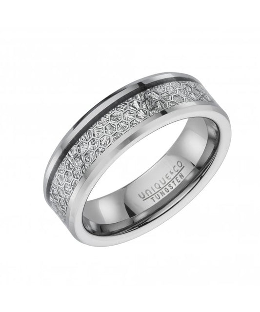 Tungsten 7mm Ring With Meteorite Paper Inlay Size 64