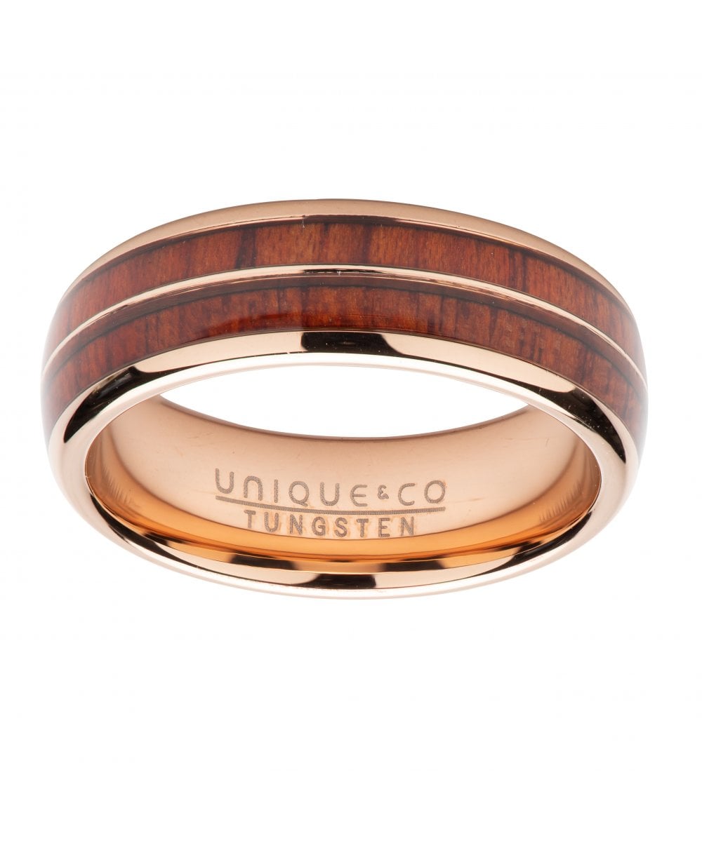Tungsten Ring with Wood Inlay - Size 66